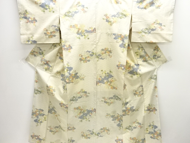 JAPANESE KIMONO / ANTIQUE KIMONO / SILK / OSHIMA TSUMUGI / FLOWER